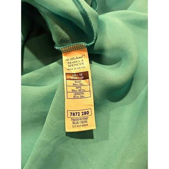 St. Michael Marks & Spencer Boho Fairy Women's Dress Sz 12 Blue Paisley - Picture 6 of 7